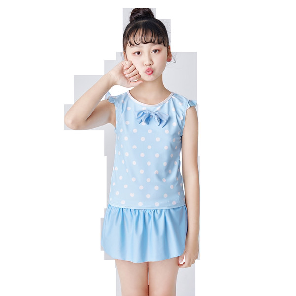 Παιδικό ολόσωμο μαγιό πουά και κορδέλα