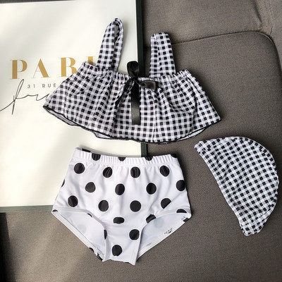 Dječji dvodijelni kupaći kostim s trakom i širokim naramenicama