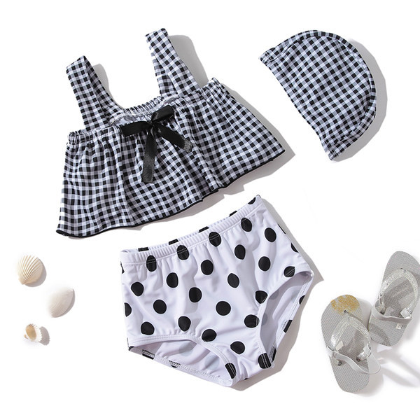 Dječji dvodijelni kupaći kostim s trakom i širokim naramenicama