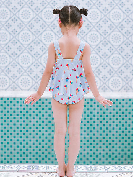 Terve laste ujumistrikoo paelaga tüdrukutele