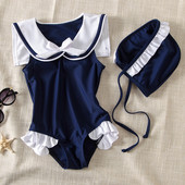 Laste täisujumistrikoo paela ja lokkidega