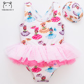 Värviline tülliga laste ujumistrikoo tüdrukutele