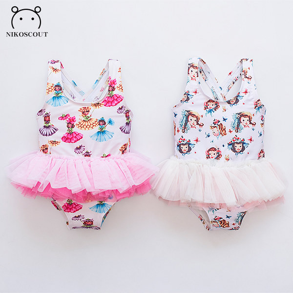 Värviline tülliga laste ujumistrikoo tüdrukutele