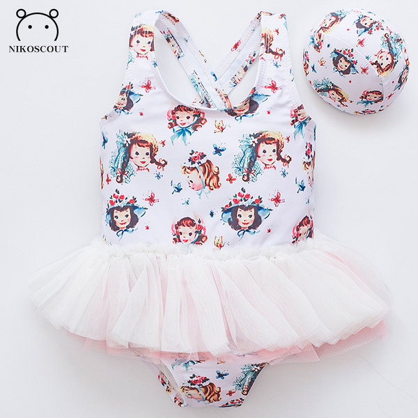 Värviline tülliga laste ujumistrikoo tüdrukutele