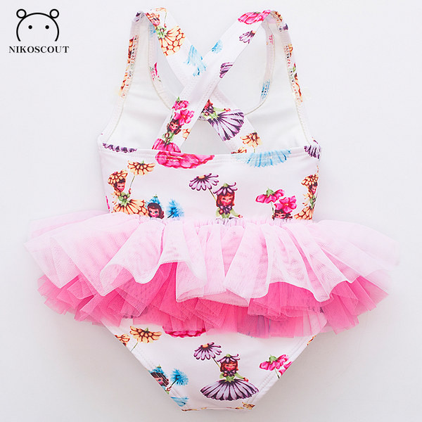 Värviline tülliga laste ujumistrikoo tüdrukutele