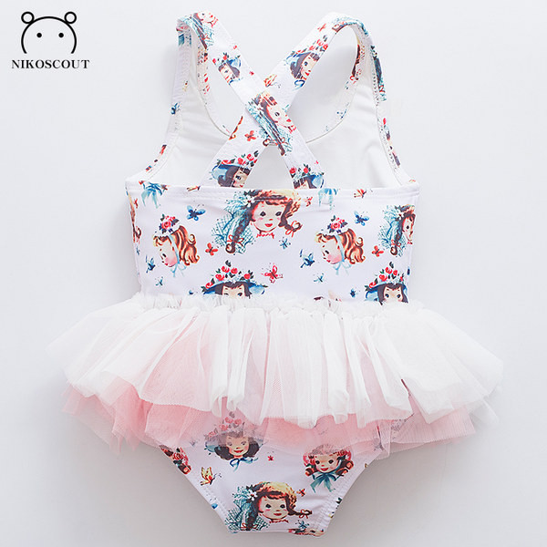 Värviline tülliga laste ujumistrikoo tüdrukutele