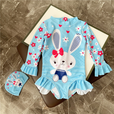 Laste täisujumistrikoo pikkade varrukatega aplikatsiooni ja lukuga