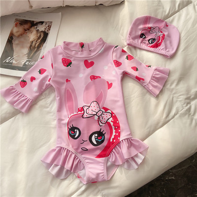 Laste täisujumistrikoo pikkade varrukatega aplikatsiooni ja lukuga