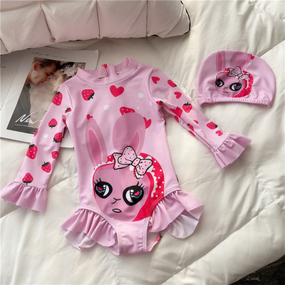 Laste täisujumistrikoo pikkade varrukatega aplikatsiooni ja lukuga