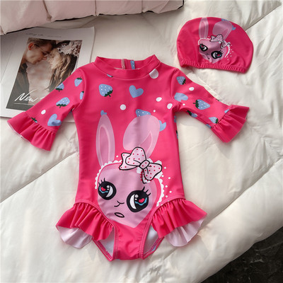 Laste täisujumistrikoo pikkade varrukatega aplikatsiooni ja lukuga