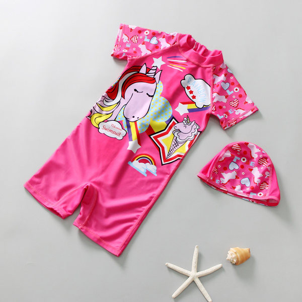 Dječji kupaći kostim s aplikacijom i kratkim rukavima