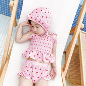 Moodne kaheosaline lokkidega laste ujumistrikoo