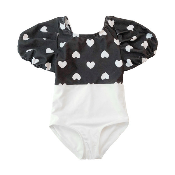 Dječji cijeli kupaći kostim s kratkim rukavima i ukrasima u obliku srca