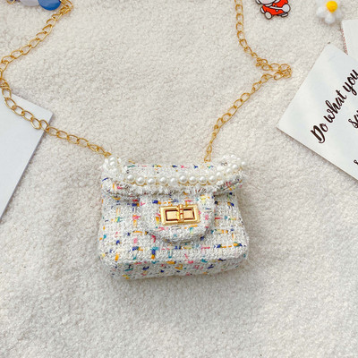 Stiilne dekoratiivpärlitega laste minikott tüdrukutele