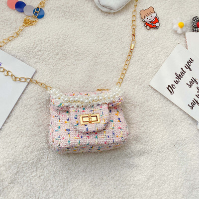 Stiilne dekoratiivpärlitega laste minikott tüdrukutele