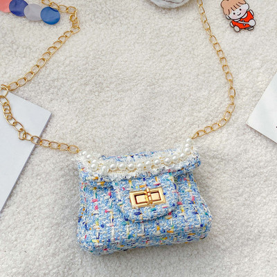 Stiilne dekoratiivpärlitega laste minikott tüdrukutele