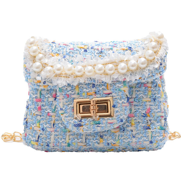 Stiilne dekoratiivpärlitega laste minikott tüdrukutele