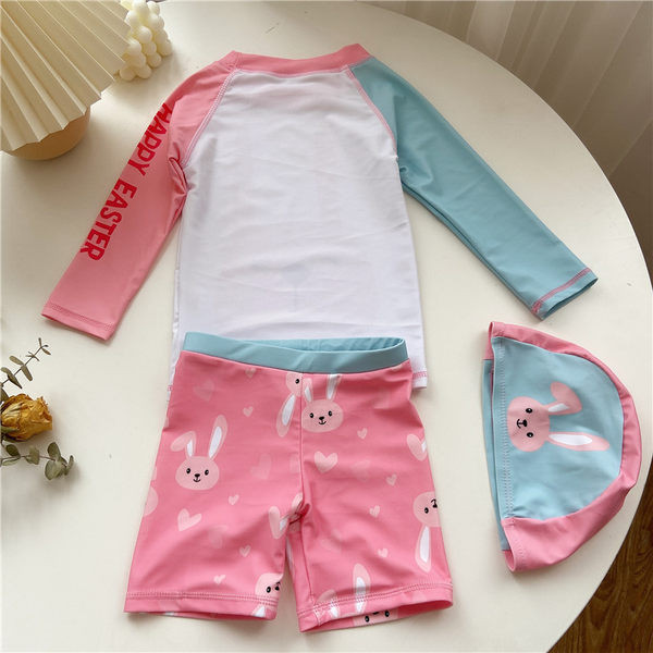 Kaheosaline pikkade varrukate ja aplikatsiooniga laste ujumistrikoo