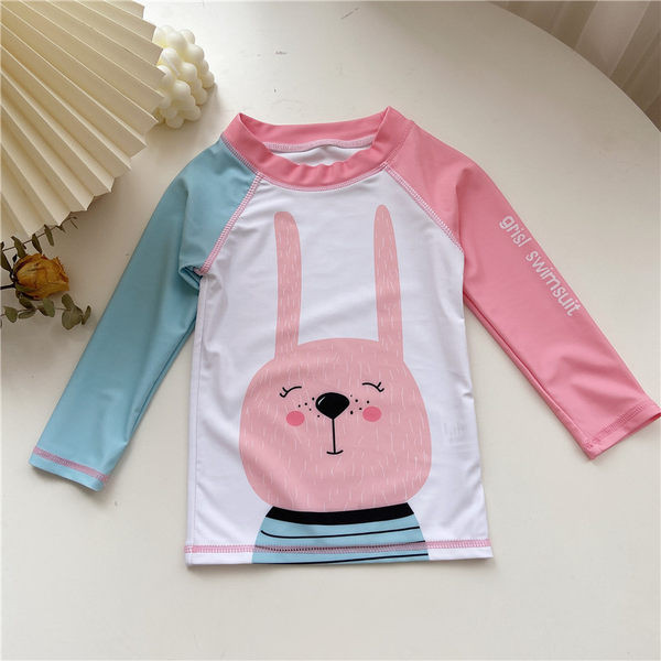 Kaheosaline pikkade varrukate ja aplikatsiooniga laste ujumistrikoo