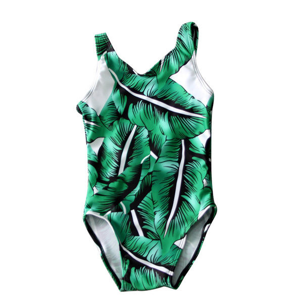 Dječji kupaći kostim sa širokim naramenicama u zelenoj boji