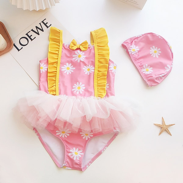 Laste lokkide ja tülliga ujumistrikoo