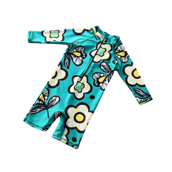 Dječji kupaći kostim s cvjetnim uzorkom u plavoj boji