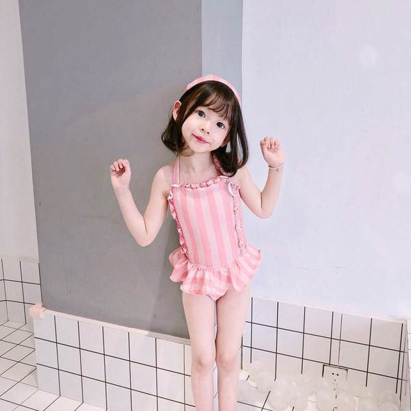 Laste täisujumistrikoo ühe rihma ja lokkidega