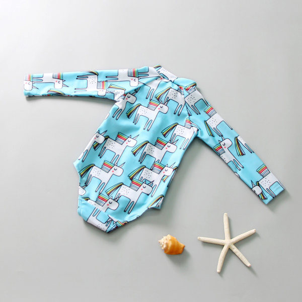 siniste ja pikkade varrukatega laste ujumistrikoo