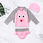 Aplikatsiooni ja pikkade varrukatega laste ujumistrikoo