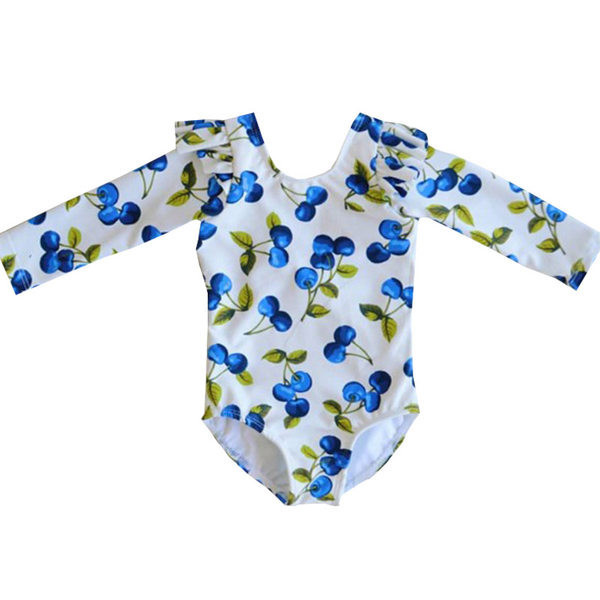 Kolmes värvitoonis lillemustriga laste ujumistrikoo