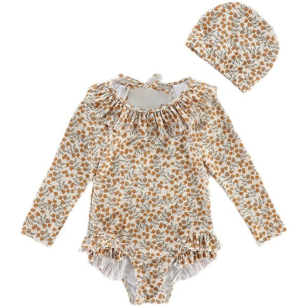 Kupaći kostim za zaštitu od sunca s cvjetnim uzorkom i dugim rukavima