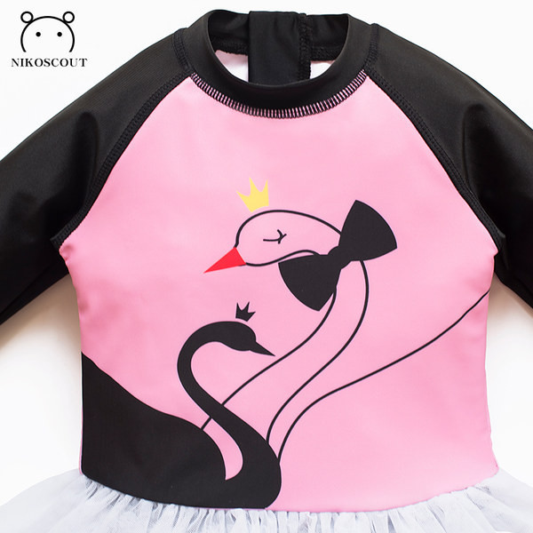 Puni dječji kupaći kostim s dugim rukavima i tilom za djevojčice