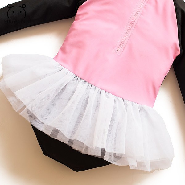 Puni dječji kupaći kostim s dugim rukavima i tilom za djevojčice