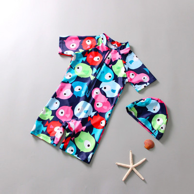 Lukuga ja värvilise aplikatsiooniga laste ujumistrikoo