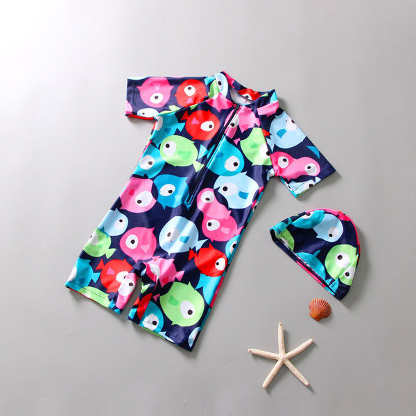 Lukuga ja värvilise aplikatsiooniga laste ujumistrikoo