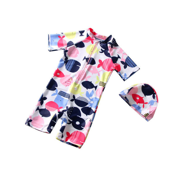 Lukuga ja värvilise aplikatsiooniga laste ujumistrikoo