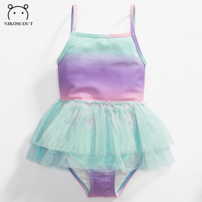 Uue mudeli värviline tülliga ujumistrikoo tüdrukutele