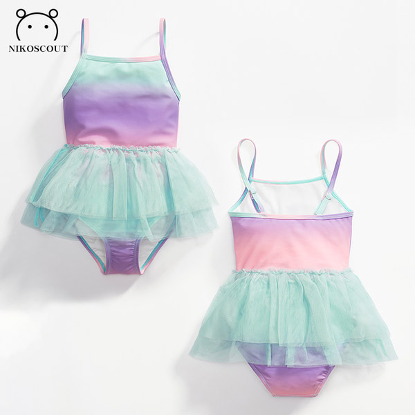 Uue mudeli värviline tülliga ujumistrikoo tüdrukutele