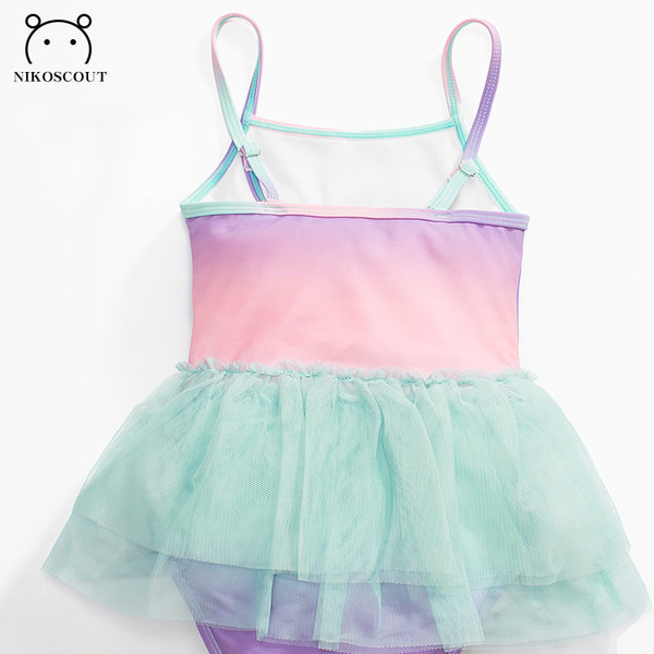 Uue mudeli värviline tülliga ujumistrikoo tüdrukutele