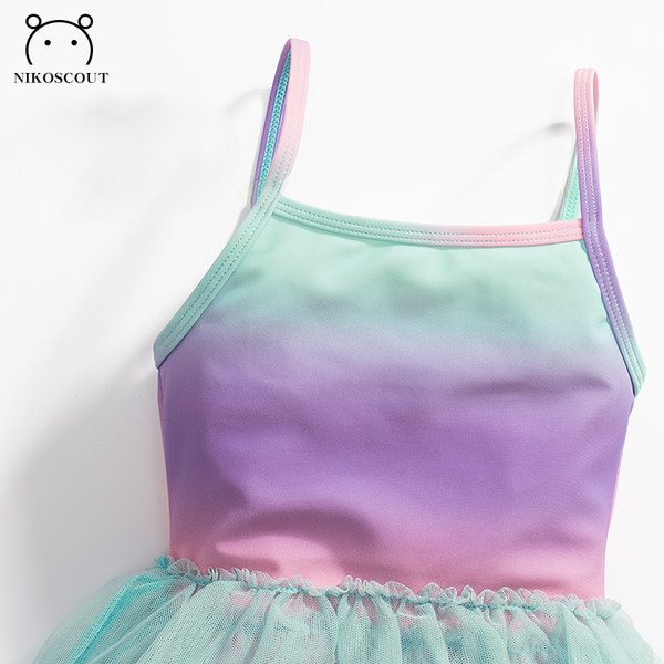 Uue mudeli värviline tülliga ujumistrikoo tüdrukutele