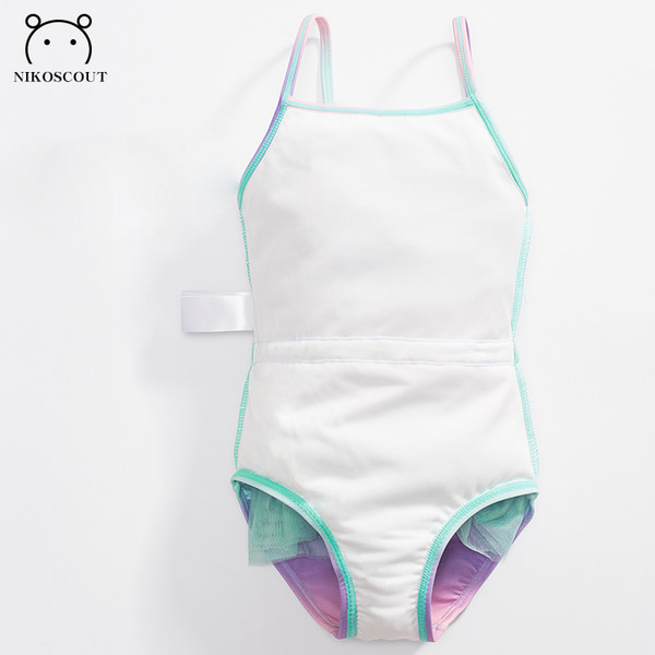 Uue mudeli värviline tülliga ujumistrikoo tüdrukutele