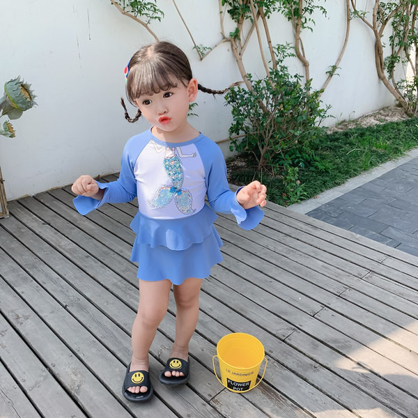 Dječji cijeli kupaći kostim s dugim rukavima i printom u boji