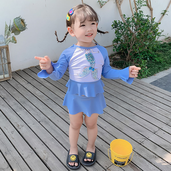 Dječji cijeli kupaći kostim s dugim rukavima i printom u boji