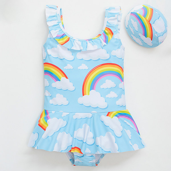 Uut mudelit täis lokkidega ujumistrikoo tüdrukutele