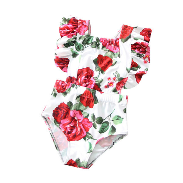 Παιδικό μαγιό με λουλουδάτο μοτίβο για κορίτσια