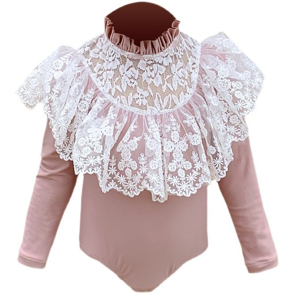 Cijeli kupaći kostim s dugim rukavima i čipkom za djevojčice