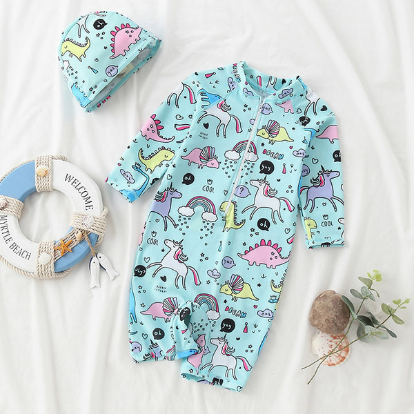 Dječji kupaći kostim za zaštitu od sunca s patentnim zatvaračem