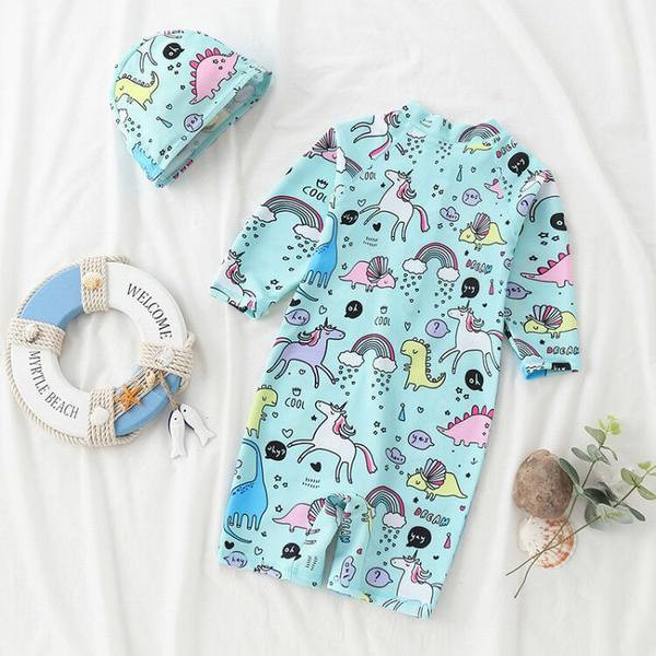 Dječji kupaći kostim za zaštitu od sunca s patentnim zatvaračem