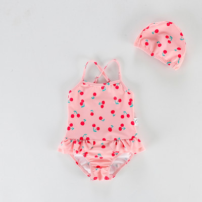 Terve laste ujumistrikoo kirsside ja peenikeste ristrihmadega