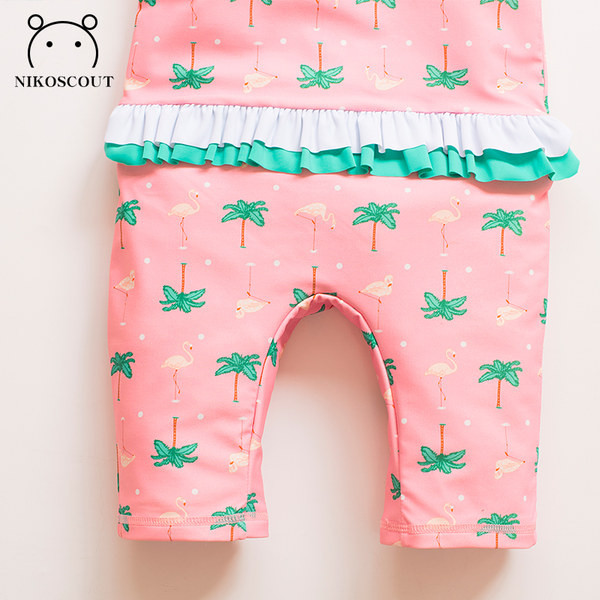 Παιδικό ολόσωμο μαγιό με φερμουάρ σε ροζ χρώμα για κορίτσια